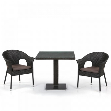 Кофейный комплект плетеной мебели T605SWT/Y79A-W53 Brown 2Pcs