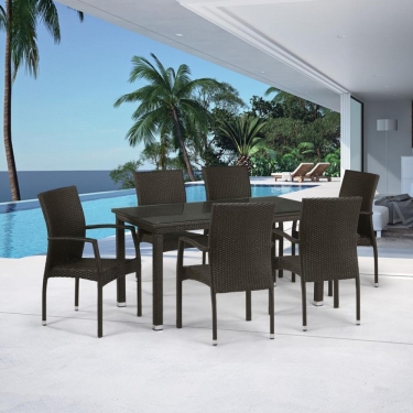 Комплект плетеной мебели T256A/YC379A-W53 Brown 6Pcs + подушкина стульях