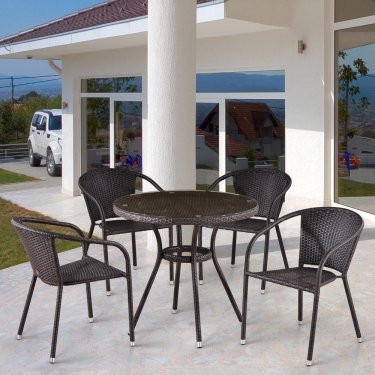 Комплект плетеной мебели T282ANT/Y137C-W53 Brown 4Pcs