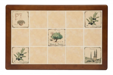 Стол с плиткой CT 3349 дерево гевея/плитка, 124х84х75см, butter white, Рисунок - Прованс с бордюром