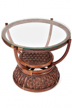 Столик кофейный Andrea ротанг, D60х50см, Pecan Washed античн. орех