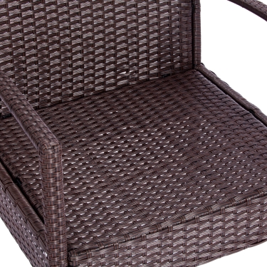 Лаундж сет Tetchair диван+2кресла+столик+подушки пластиковый ротанг, 106х60х71см/59х60х71см/75х41х38см, коричневый, ткань DB-02 бежевый