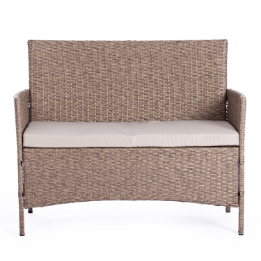 Лаундж сет Tetchair диван+2кресла+столик+подушки пластиковый ротанг, 108х62х83см/60х62х83см/80х48х39см, серый, ткань DB-11 светло-серый