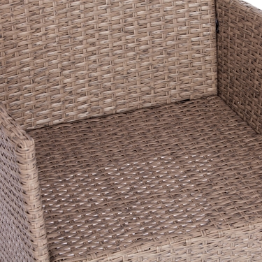 Лаундж сет Tetchair диван+2кресла+столик+подушки пластиковый ротанг, 108х62х83см/60х62х83см/80х48х39см, серый, ткань DB-11 светло-серый