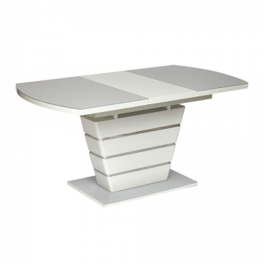 Стол SCHNEIDER mod. 0704 мдф high glossy, закаленное стекло, 140/180x80x75см, белый