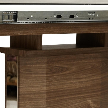 Стол RADCLIFFE Mod. EDT-VG002 мдф high glossy, закаленное стекло, 120/150x80x75, коричневый, стекло burning stone