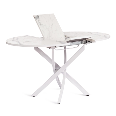 Стол Tetchair MANZANA ЛДСП/HPL/металл, 100 х 100+30 х 75 см, Мрамор светлый/белый