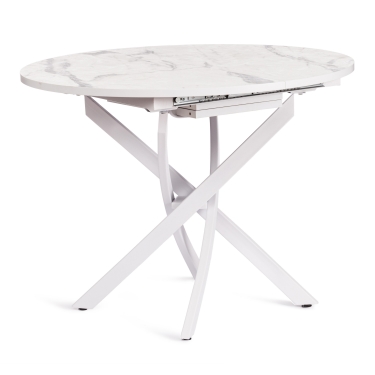 Стол Tetchair MANZANA ЛДСП/HPL/металл, 100 х 100+30 х 75 см, Мрамор светлый/белый