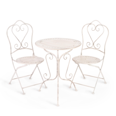 Комплект Tetchair стол + 2 стула Secret de Maison Monique mod. PL08-6241.6242 металл, стол6273, стул 484093, Античный белый Antique White