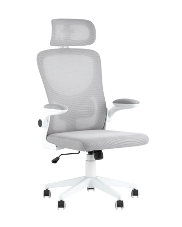 Кресло офисное Stool group TopChairs Airone белый с серой сеткой
