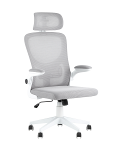 Кресло офисное Stool group TopChairs Airone белый с серой сеткой