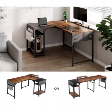 Стол письменный для компьютера угловой EUREKA ZX-L150B-RWB с шириной 150 см Reclaimed Wood