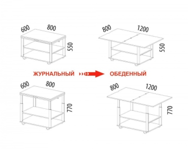 Журнальный стол-трансформер Агат 35 Дуб Кронберг