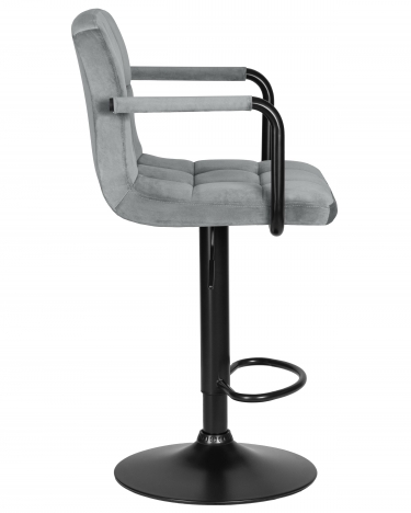 Стул барный DOBRIN KRUGER ARM* BLACK серый велюр MJ9-75