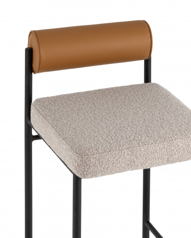 Стул барный Stool group Балла, бежевый, коричневая экокожа