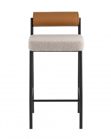 Стул барный Stool group Балла, бежевый, коричневая экокожа