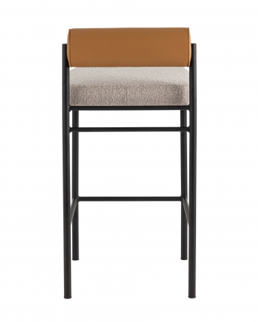Стул барный Stool group Балла, бежевый, коричневая экокожа