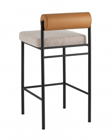 Стул барный Stool group Балла, бежевый, коричневая экокожа