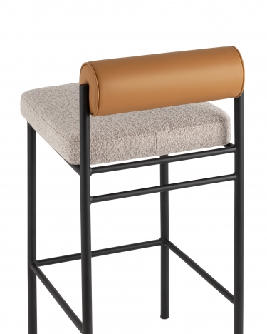 Стул барный Stool group Балла, бежевый, коричневая экокожа