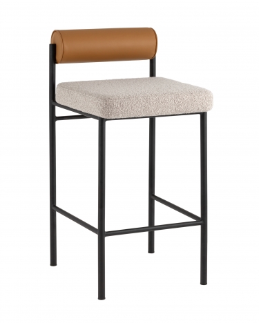Стул барный Stool group Балла, бежевый, коричневая экокожа