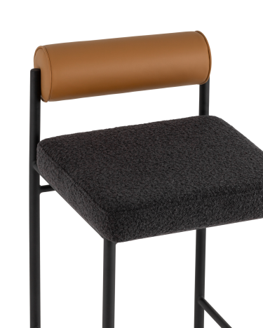 Стул барный Stool group Балла, темно-серый, коричневая экокожа