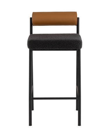 Стул барный Stool group Балла, темно-серый, коричневая экокожа