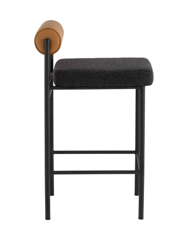 Стул барный Stool group Балла, темно-серый, коричневая экокожа