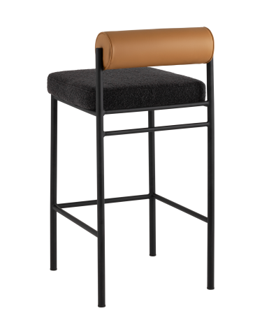 Стул барный Stool group Балла, темно-серый, коричневая экокожа