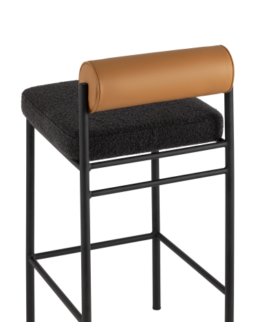 Стул барный Stool group Балла, темно-серый, коричневая экокожа