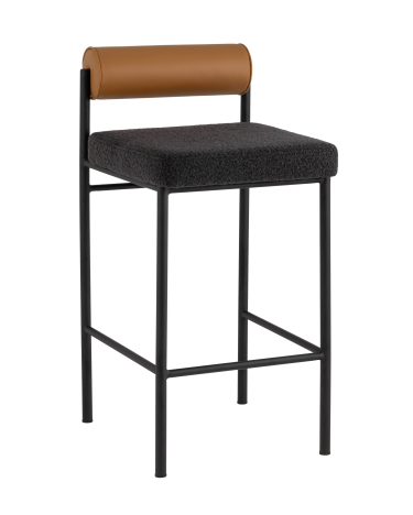 Стул барный Stool group Балла, темно-серый, коричневая экокожа