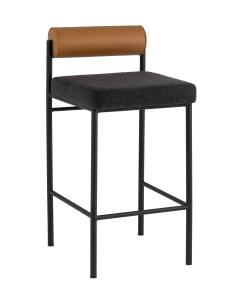 Стул барный Stool group Балла, темно-серый, коричневая экокожа