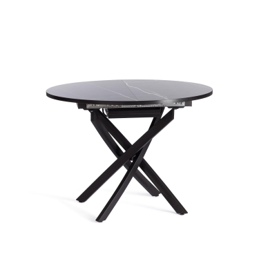 Стол Tetchair MANZANA ЛДСП/HPL/металл, 100 х 100+30 х 75 см, Мрамор черный/черный