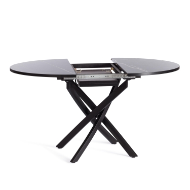 Стол Tetchair MANZANA ЛДСП/HPL/металл, 100 х 100+30 х 75 см, Мрамор черный/черный
