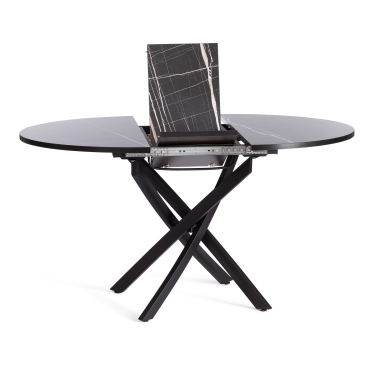 Стол Tetchair MANZANA ЛДСП/HPL/металл, 100 х 100+30 х 75 см, Мрамор черный/черный