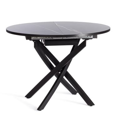 Стол Tetchair MANZANA ЛДСП/HPL/металл, 100 х 100+30 х 75 см, Мрамор черный/черный