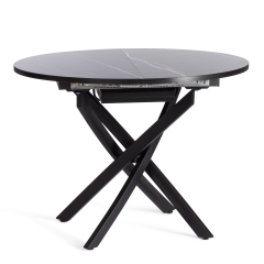 Стол Tetchair MANZANA ЛДСП/HPL/металл, 100 х 100+30 х 75 см, Мрамор черный/черный