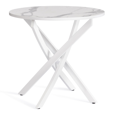 Стол Tetchair MANZANA ЛДСП/HPL/металл, 80 х 80 х 75 см, Мрамор светлый/белый