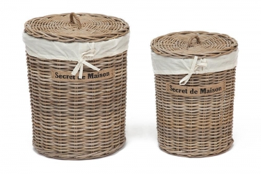 Корзина Secret De Maison Letti набор из 2 штук натуральный ротанг, D4858/D3849 см, Натуральный Кубу / Natural Kubu