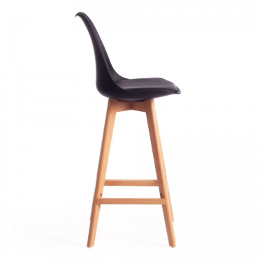 Стул барный TULIP BAR mod. C1014H / 1 шт. в упаковке пластик/дерево, 57 х 48 х 104 см, черный 3010/натуральный