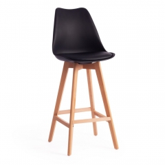Стул барный TULIP BAR mod. C1014H / 1 шт. в упаковке пластик/дерево, 57 х 48 х 104 см, черный 3010/натуральный