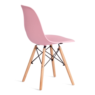 Стул Tetchair CINDY EAMES mod. 1801 дерево бук/металл/сиденье пластик, Light pink светло-розовый