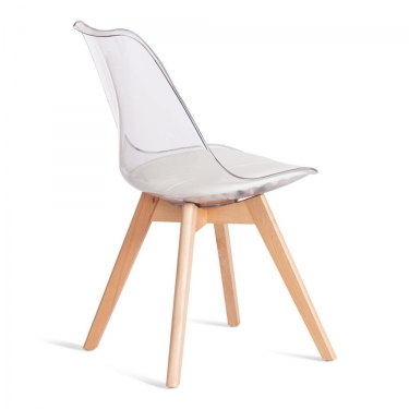 Стул Tetchair TULIP mod. 73-1 дерево/пластик/экокожа, Прозрачный Transparent