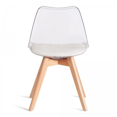 Стул Tetchair TULIP mod. 73-1 дерево/пластик/экокожа, Прозрачный Transparent