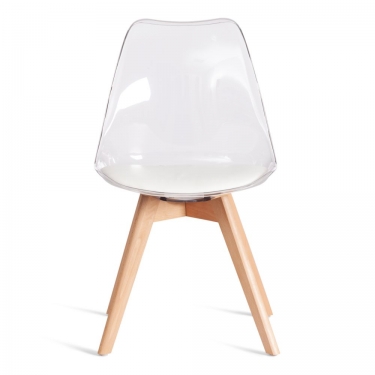Стул Tetchair TULIP mod. 73-1 дерево/пластик/экокожа, Прозрачный Transparent