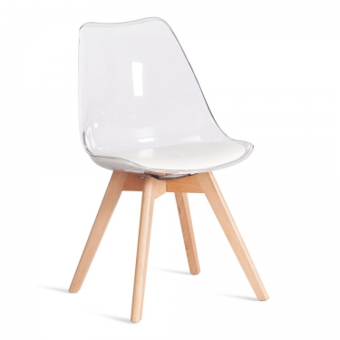 Стул Tetchair TULIP mod. 73-1 дерево/пластик/экокожа, Прозрачный Transparent