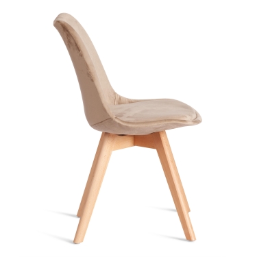 Стул Tetchair TULIP SOFT mod. 053V дерево/пластик/вельвет, 49,5 x 54,5 x 84 см, Бежевый HLR 12/натуральный