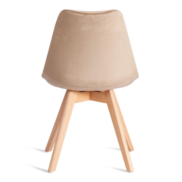 Стул Tetchair TULIP SOFT mod. 053V дерево/пластик/вельвет, 49,5 x 54,5 x 84 см, Бежевый HLR 12/натуральный