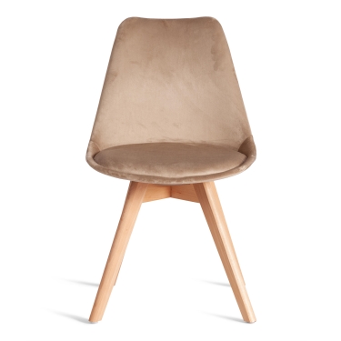 Стул Tetchair TULIP SOFT mod. 053V дерево/пластик/вельвет, 49,5 x 54,5 x 84 см, Бежевый HLR 12/натуральный