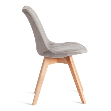Стул Tetchair TULIP SOFT mod. 053V дерево/пластик/вельвет, 49,5 x 54,5 x 84 см, Светло-серый HLR 39/натуральный