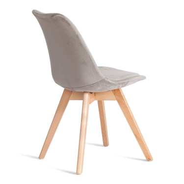 Стул Tetchair TULIP SOFT mod. 053V дерево/пластик/вельвет, 49,5 x 54,5 x 84 см, Светло-серый HLR 39/натуральный